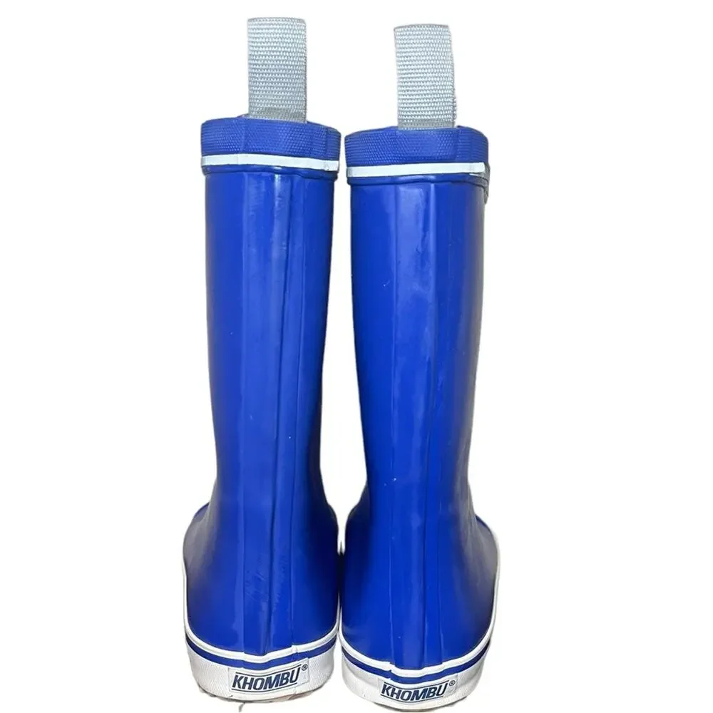 KHOMBU Royal Blue Mid Calf Faux Fur Lined Pull On Rubber‎ Boots Women's Size 9